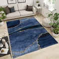 thumbnail image 3 of Deep Blue Gold Marble Area Rugs, Abstract Gold Line Blue Art Home Decor Rug, Easy Clean Large Indoor Rugs, For Front Entrance Floor Decor Bedroom Living Room Carpet, 3 of 7
