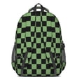 thumbnail image 3 of Green and Black Checkered Pattern Backpack for School, Cute School Bag with Adjustable Shoulder Straps and Padded Back, 16.9"x12.6"x5.9", 3 of 5