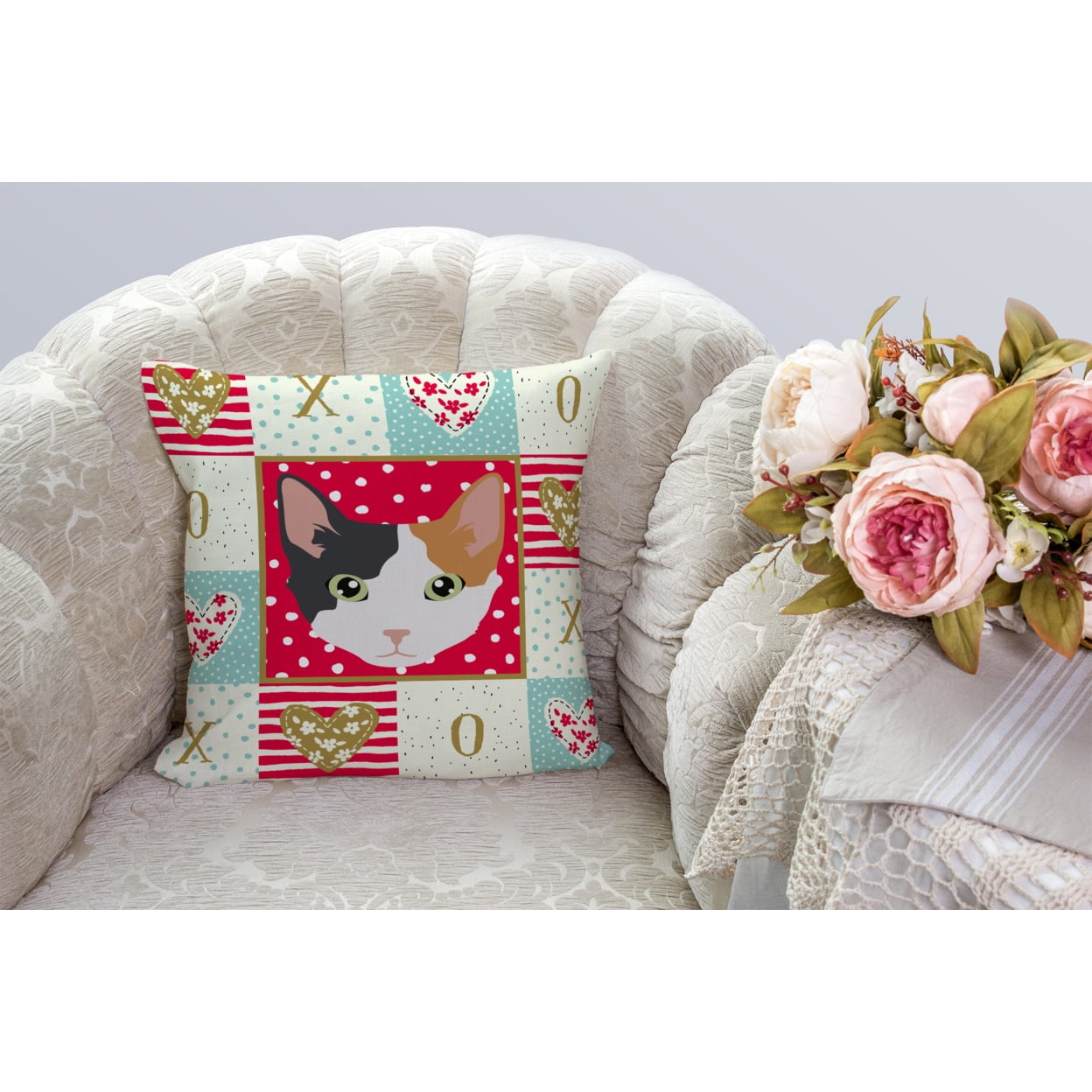 Skookum Cat Love Fabric Decorative Pillow