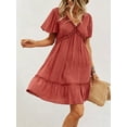 thumbnail image 2 of xiaxaixu Robe de Maternité Décontractée pour Femme à Manches Courtes, Col en V, Pois Suisses, Robe de Grossesse, Robe d'Été Fluide, 2 of 6
