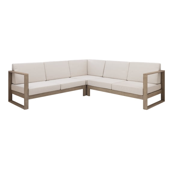 Linon Hedley Outdoor Sectional Set, Natural/Beige