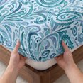 thumbnail image 3 of Twin Sze Fitted Sheet Set - Light Blue Teal 2 Piece Bedding Sets 16" Deep Pocket Fitted Sheet with 1 Pillowcase, Retro Botanical Abstract Art Brushed Microfiber Hotel Luxury Bed Sheets, 3 of 9