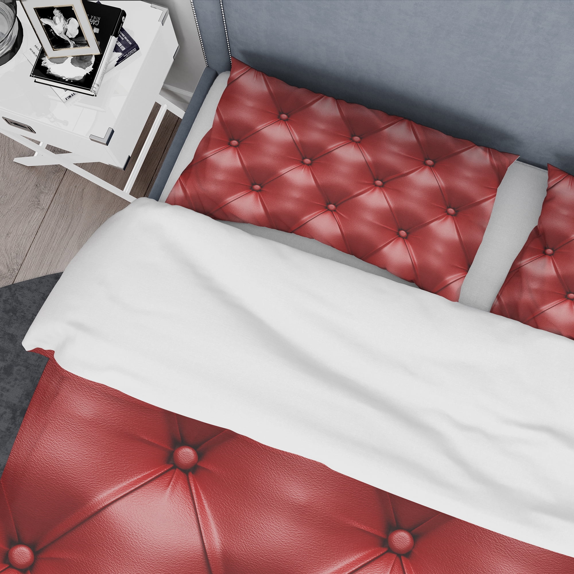 Designart 'Luxury Classic Red Leather' Modern & Contemporary Duvet Cover Set