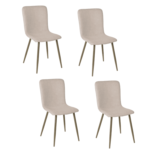 Sillas de Comedor Beige HOMEMAKE FURNITURE 4 Piezas Patas Doradas de Metal Escandinavo Minimalista