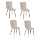 thumbnail image 1 of Sillas de Comedor Beige HOMEMAKE FURNITURE 4 Piezas Patas Doradas de Metal Escandinavo Minimalista, 1 of 6
