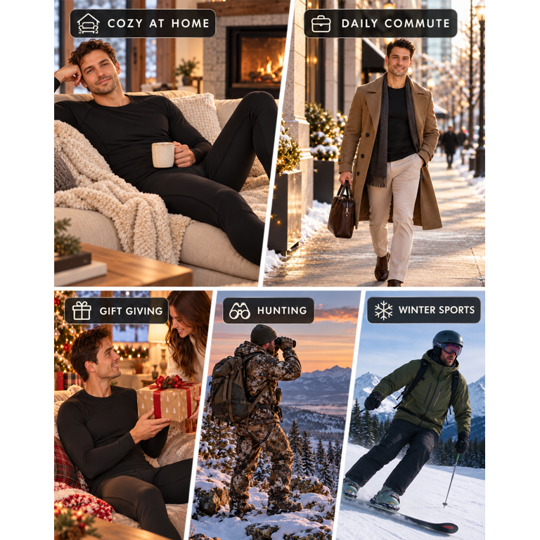 TELALEO Men's Fleece-Lined Thermal Underwear Set photo 7