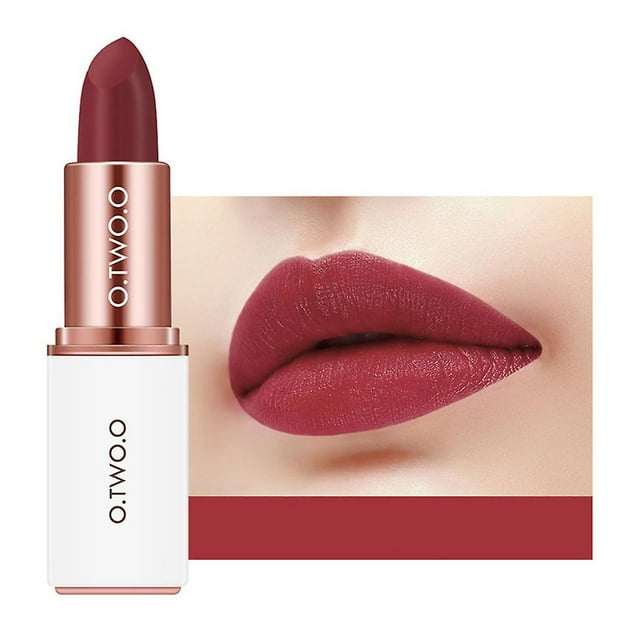 Lápiz labial HUOGUO, impermeable, color calabaza mate con vitamina E