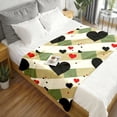 thumbnail image 4 of Soft Plush Blanket 2026 New Arrival, Beige with Black Red Hearts, All-Season Cozy Throw for Bed Sofa Travel, Machine Washable Polyester, Valentine's Gift Home Decor Camping, 4 of 7