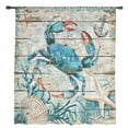 thumbnail image 2 of Teal Crab Coastal Semi Sheer Curtains Drapes for Living Room, Bedroom, French Doors Window 96 Inches Long, Summer Beach Nautical Starfish Retro Rod Pocket Chiffon Curtain Drapery Voile Drape Panel, 2 of 6