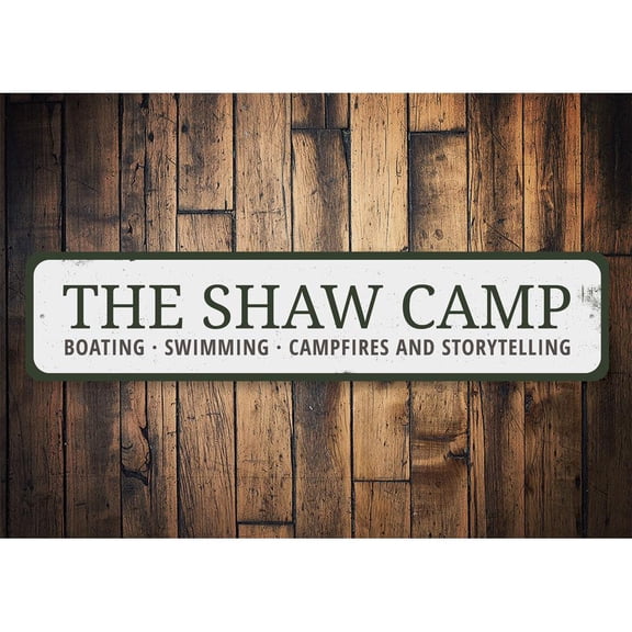 Camp Last Name Novelty Decor, Metal Wall Sign - 4x18 Inches