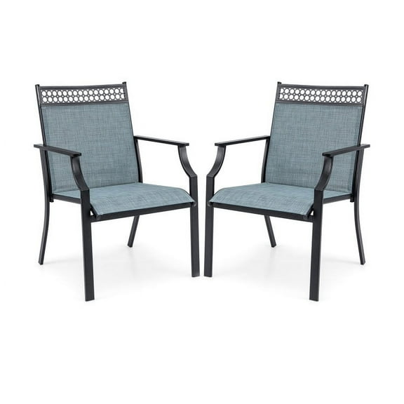 Spaco Patio Chairs Set of 2 with All Weather Breathable Fabric, Patio Dining Chairs Set of 2, Comfortable Cushions, Easy Maintenance, Blue