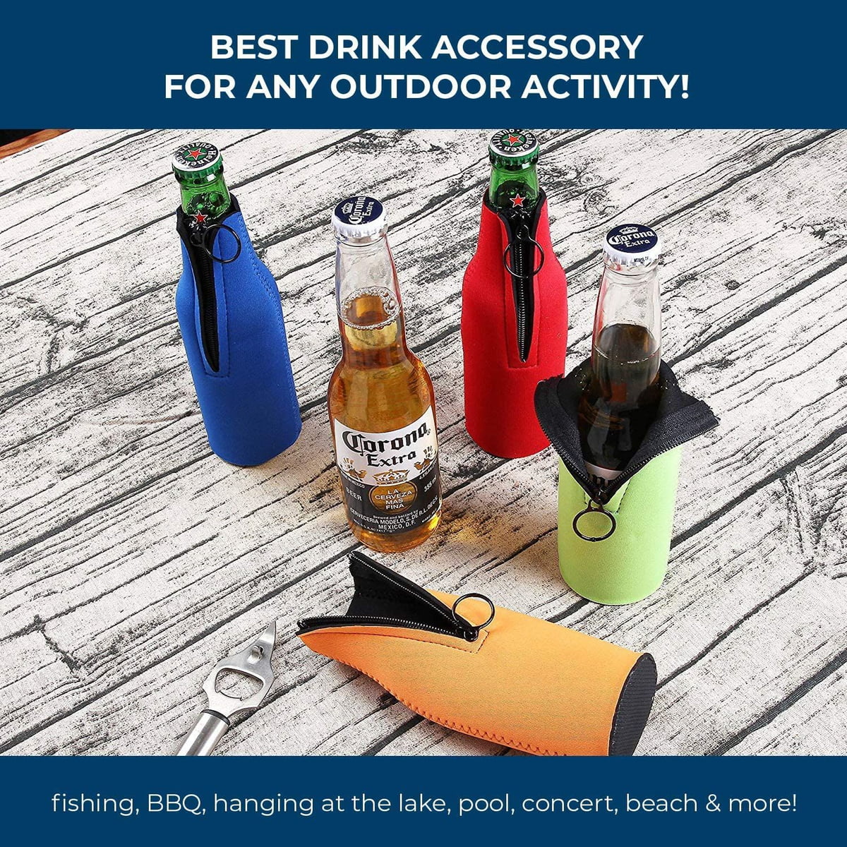 1pcs Beer Bottle Cooler Sleeves with Ring Zipper Collapsible Neoprene  Insulators for 12oz 330ml Bottles Party Drink Thermos