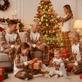 thumbnail image 5 of Nibbcoa Family Matching Christmas Pajamas Set Plaid and Reindeer Print Holiday Pajamas Sleepwear, 5 of 10