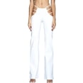 thumbnail image 1 of SUNSIOM Women Cut Out Flare Mid Waist Solid Color Stretch Bell Bottom Pants, 1 of 5