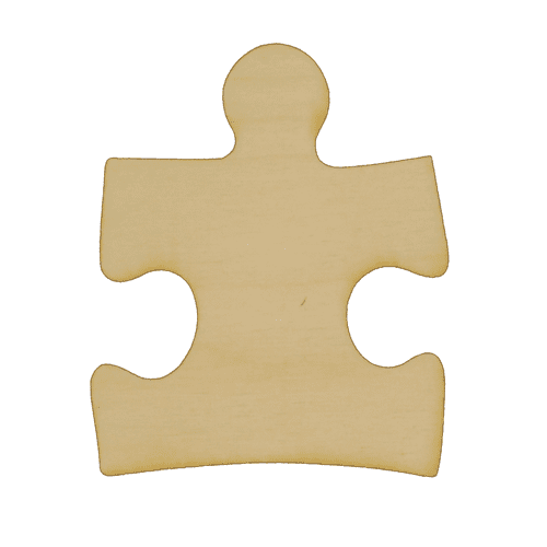 Package of 1, Medium 7" x 8" x 0.125" Baltic Birch Plywood Puzzle Piece Wood Cutout for Art and Craft Project, Made in USA