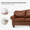 thumbnail image 2 of Genuine Leather 3 Seater Sofa with Rolled Arms Nailhead Trims Solid Wooden Legs Living Room Reading Brown, 2 of 8