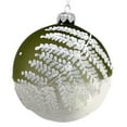 thumbnail image 3 of Fern Blown Glass Ornaments – Set of 2 European Baubles Balls Holiday Christmas Tree Decorations, Sage Green and Clear, 3 of 7