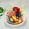 thumbnail image 4 of Decoración de flores eternas, rosa más cubierta de cristal de hortensia con luces, regalos navideños, regalos de cumpleaños para familiares y amigos, 4 of 5