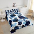 thumbnail image 5 of Erosebridal Geometry Hexagon Bedding Full Navy Blue Comforter Set, Watercolor Honeycomb Down Comforter Abstract Tie Dye Bedding Comforter Sets, Luxury Gold Hexagon Duvet Insert Microfiber, 5 of 5