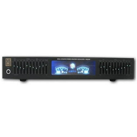 Mr. Dj DEQ500 Dual Band Stereo Graphic Equalizer with 10 Band EQ Blue Leds and Dual Vu Meters Level (Best Equalizer For Home Stereo)