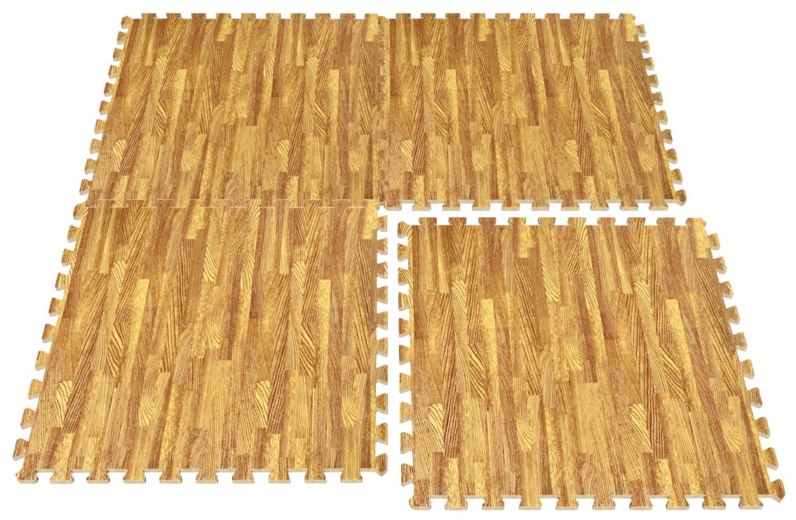 Sorbus Interlocking Floor Mat Wood Grain Print - Multipurpose Foam Tile  Flooring (Cherry) 