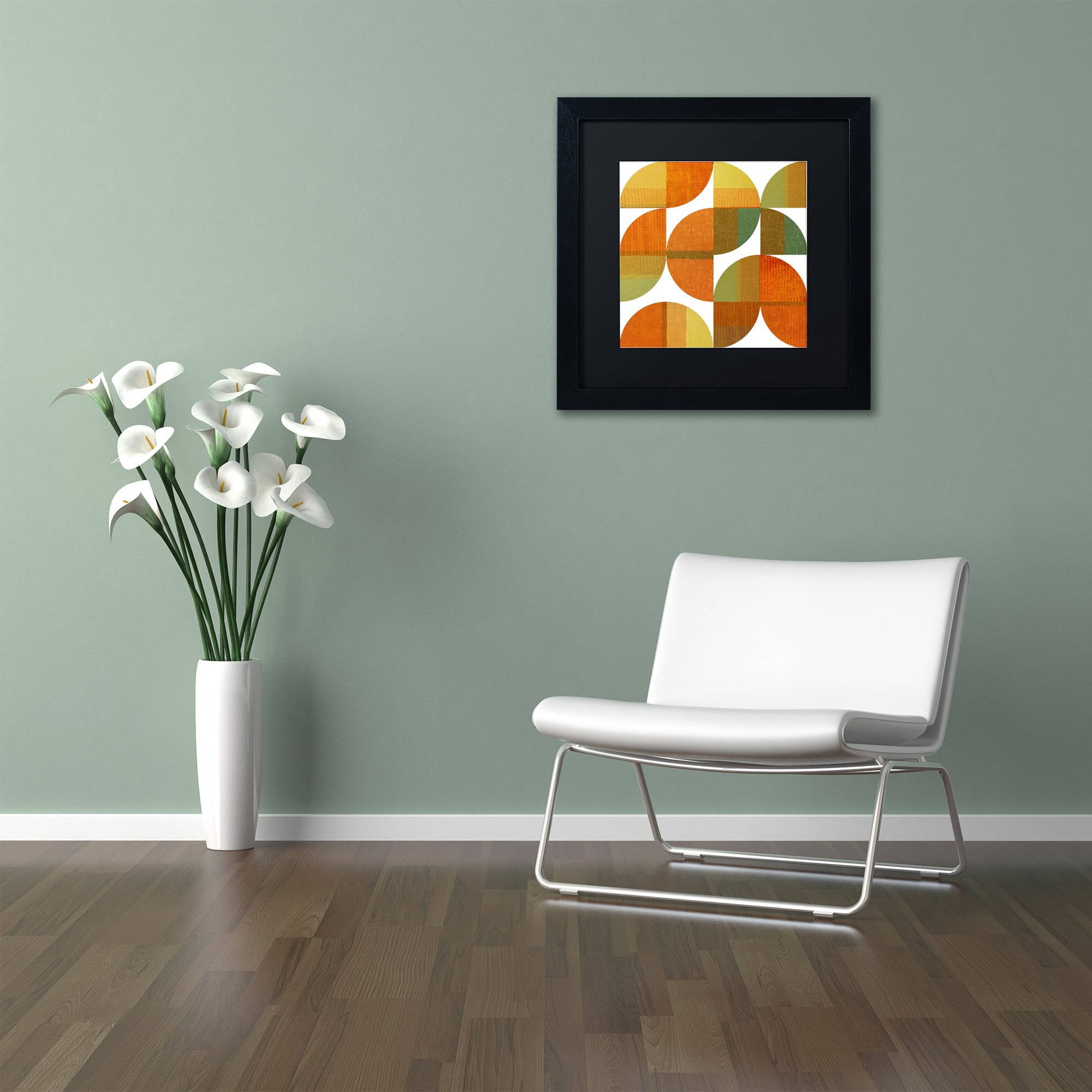 Trademark Fine Art "Four Suns Quartered 1.0" Canvas Art by Michelle Calkins, Black Matte, Black Frame