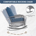 thumbnail image 5 of POTEBAN 3-Piece Outdoor Rocking Chairs, Wicker Patio Furniture with Thickened Cushions and Table for Porch (Blue), 5 of 9