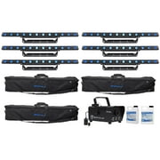 (6) Chauvet COLORband T3 D-Fi USB Wash Light Strips+Bags+Fog Machine+Gal. Fluid
