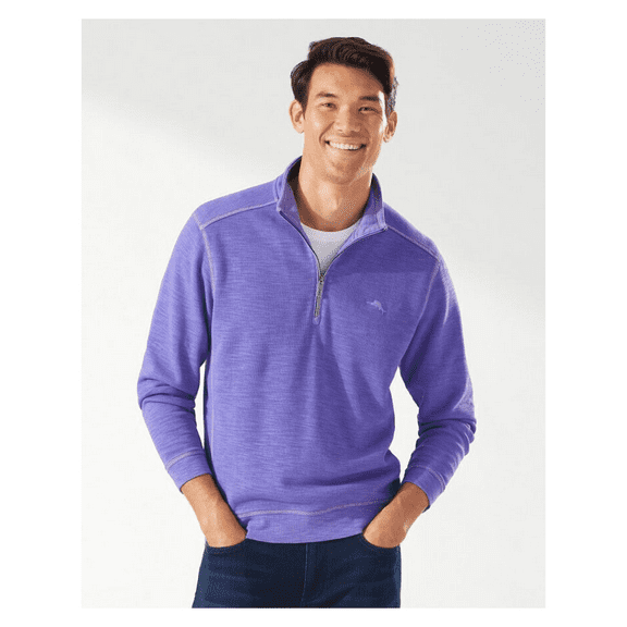Tommy Bahama Men's Tobago Bay Half-Zip Sweatshirt Bright Orchid S