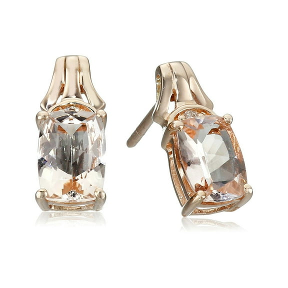 10K Rose Gold Morganite, Diamond Earring
