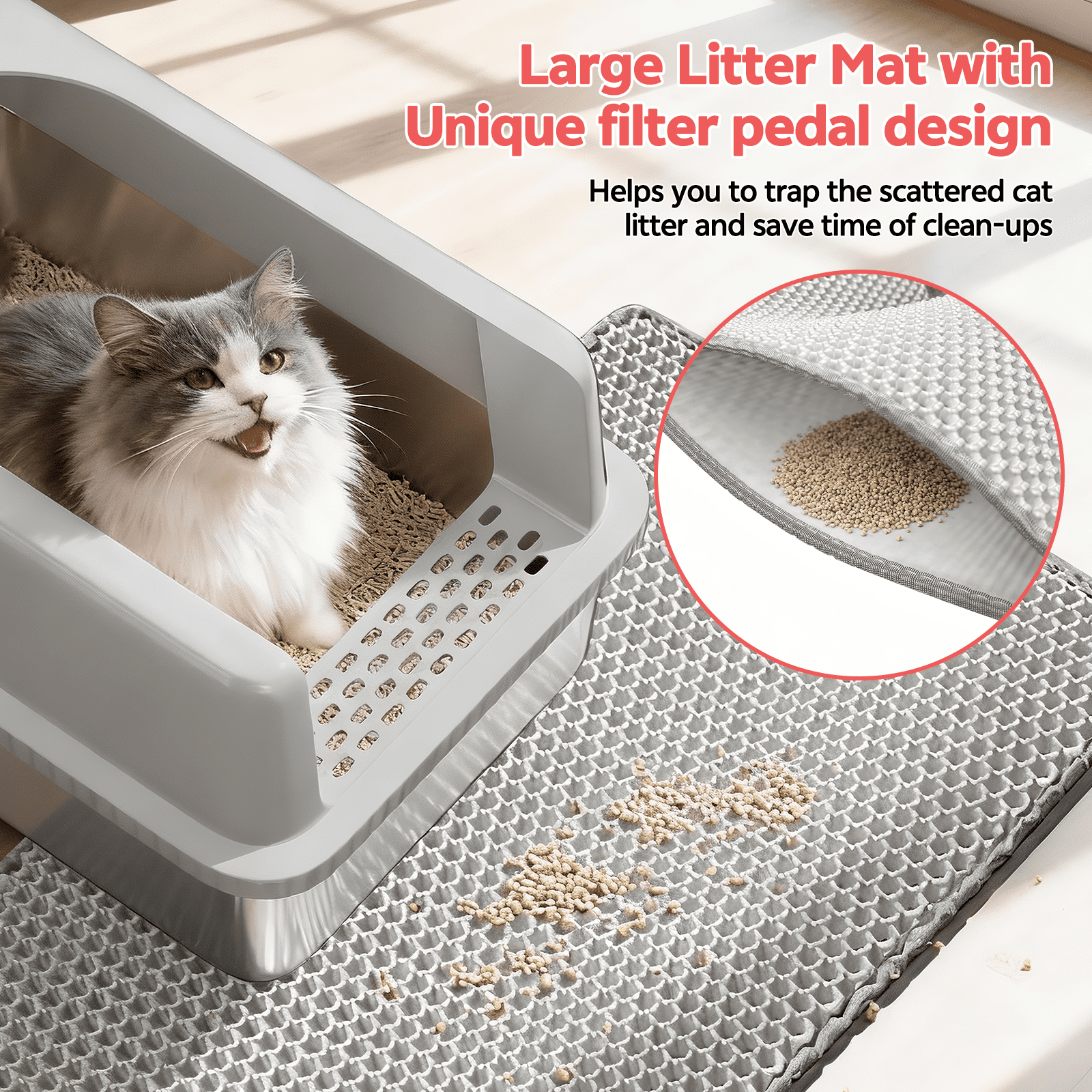 XL Stainless Steel Litter Box,23.5"×15.5"×12" High Sided Cat Litter Box Metal Litter Pan with Lid Extra Large Litter Box with Scoop, Dark Gray