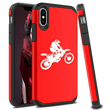 Shockproof SI Impact Hard Soft Case Cover Protector for Apple iPhone Dirt MX Bike Rider (Red, for Apple iPhone (Best Soft Bike Case)