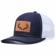 thumbnail image 4 of Vergiac Antler Letter Leather Patch Mesh Trucker Hat, Men Breathable Adjustable Baseball Cap for Travel Outdoor Daily Outfits, 4 of 6