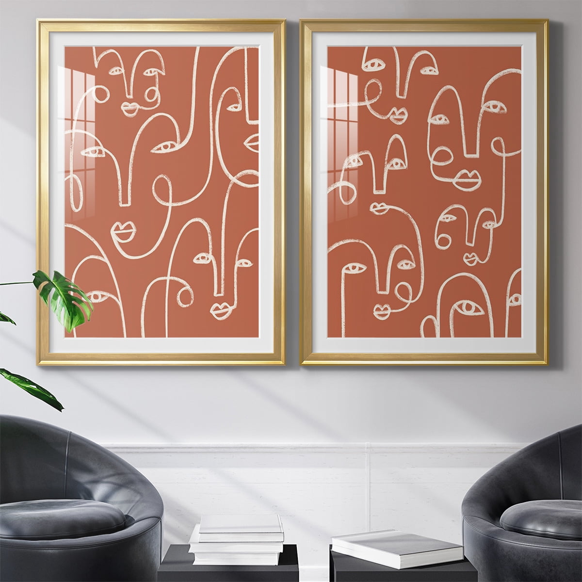 Wexford Home Connected Expressions I Premium Framed Print, 18.5" x 24.5" - Ready to Hang, Gold (Set of 2)
