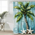 thumbnail image 5 of Tropical Plant Shower Curtain, 72" x 72", Blue Wood Grain Starfish Vintage Nautical Waterproof Bathroom Curtain Washable Shower Curtain Set with 12 Hooks, 5 of 6