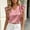 Pink, variant on Women's Ruffle Satin Blouse, V-Neck Sleeveless Top with Flounce Sleeves & Silky Fabric, Elegant Office & Party Wear Red S