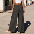 thumbnail image 5 of ClodeEU Women's High Waist Linen Wide Leg Pants,Casual Pleated Front Trousers with Pockets Dark Gray^,Women's Plus XXL, 5 of 6