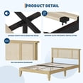 thumbnail image 6 of Natural Rattan Queen Bed Frame with Wooden Headboard  Boho Cane Bed Metal Platform Bed with Durable Wooden Slats No Box Spring Needed  Noise Free, 6 of 9