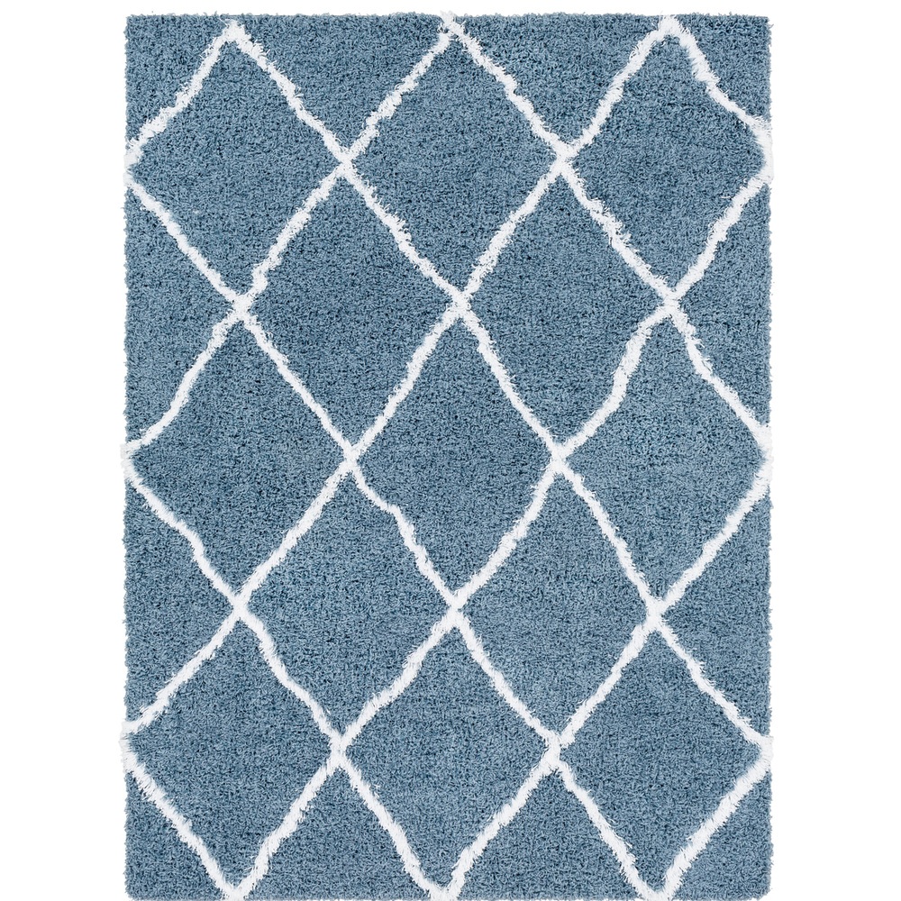 2' x 3' Blue and White Moroccan Diamond Patterned Rectangular Machine