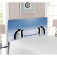 thumbnail image 2 of Sea Animals Headboard, 2 Pairs of Penguins Facing Each Other at South Sunny Antarctica, Upholstered Decorative Metal Bed Headboard with Memory Foam, Twin Size, Purple Grey Black White, by Ambesonne, 2 of 4