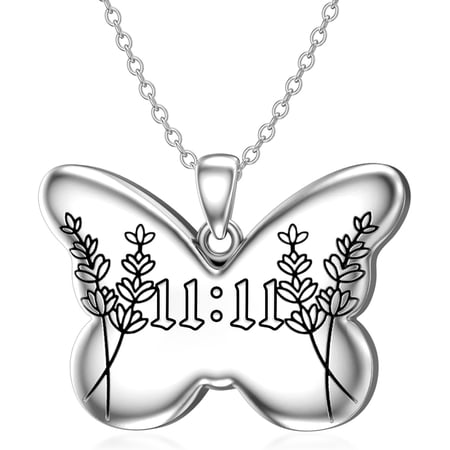 925 Sterling Silver Angel Number Butterfly Necklaces for Women 1111 222 333 444 555 777 888 999 Necklace Numerology Jewelry Gift for Her Valentine Gift for Her Women Mother