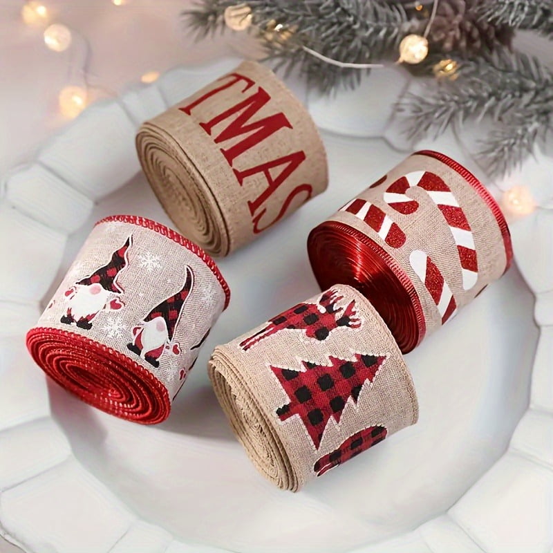 Christmas DIY Fabric Set – 4 Festive Patterned Cloth Pieces for Holiday Crafts & Decorations