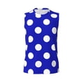 thumbnail image 6 of Lsque Blue And White Polka Dot Print Men's Cotton Blend Sleeveless Muscle Shirts (S-3XL)- Moisture Wicking, Odor Protection, UPF 30+,XX-Large, 6 of 8