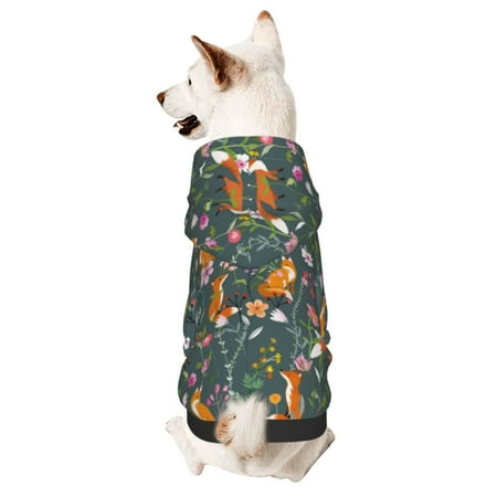 Haiem Wolf Fox In Flower Forest for Winter Dog Hoodie Sweatshirts with Pockets Warm Dog Clothes for Small Dogs Chihuahua-Small