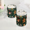 thumbnail image 2 of Yayeee 2 Pack Qtip Holder Bathroom Cotton Swab Canister with Lid Clear Dispenser Set, Green Christmas Gingerbread, 2 of 6