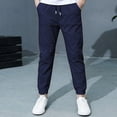 thumbnail image 2 of HOMADLES Cargo Pants for Boys Linen Elastic Waist Slim Fit Little Boys Jogger Pants Stretch Soft Lightweight School Pants Outdoor Hiking Navy Size 4T, 2 of 4