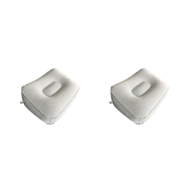 Wosthever Reposapiés inflable Almohada de aire Cojín de PVC suave Coche Viajes Oficina Pierna Almohadilla Pies Herramienta Reposapiés plegable Gris 2Conjunto