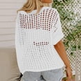 thumbnail image 7 of Crochet Coverups for Women Summer Cap Sleeve Hollow Out Casual Cruise Beach Vacation Tops Knit Pullover Sweater White M, 7 of 7