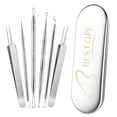 thumbnail image 1 of BESTOPE Blackhead Remover 6 in 1 Pimple Comedone Extractor Tool Acne Removal Kit - Treatment for Blemish, Whitehead Popping, Zit Removing for Risk Free Nose Face Skin - Silver, 1 of 7