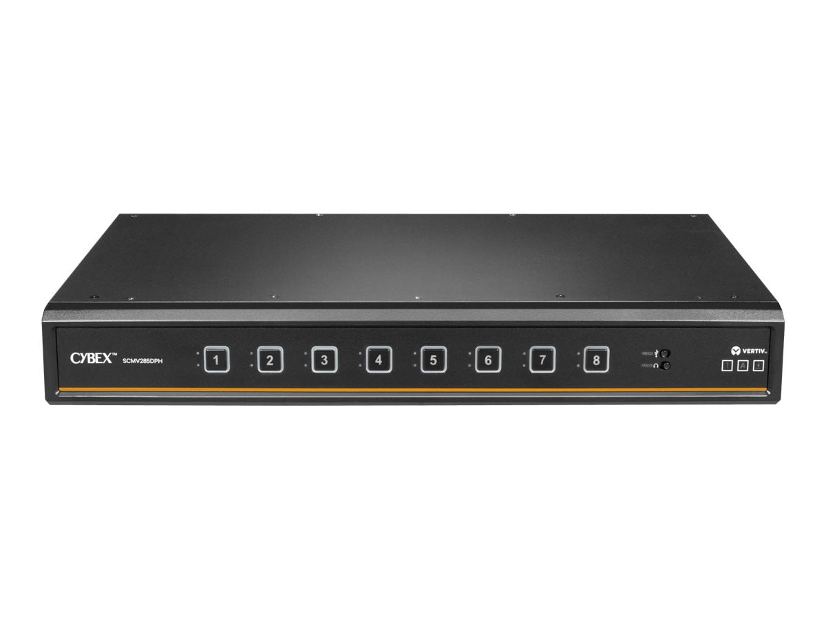 Vertiv Avocent Cybex Secure MultiViewer KVM Switch, 8 Port, Cursor Navigation Switching, NIAP Version 4.0 Certified, TAA Compliant (SCMV285DPH-400) - Switches | Universal Video Port | Multiple View...